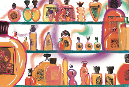 Dans la parfumerie, projet en cours, texte de Manech